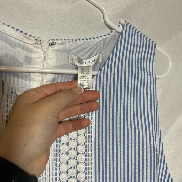 London Times Blue and White Striped Dress - Picture 3 of 7